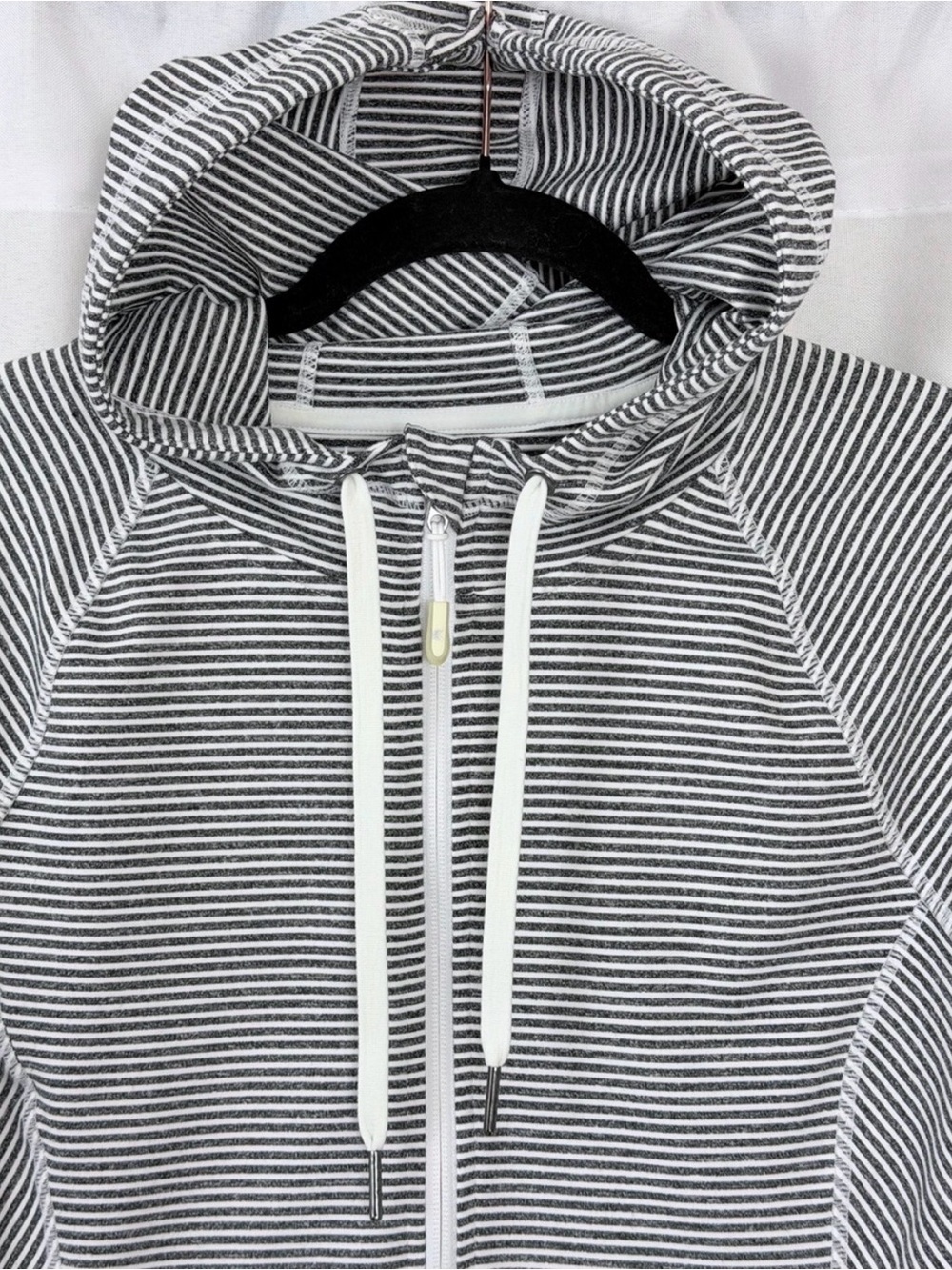 KYODAN Yoga Jacket Gray White Stripe Size XL Womens Hooded Full Zip - Picture 4 of 8